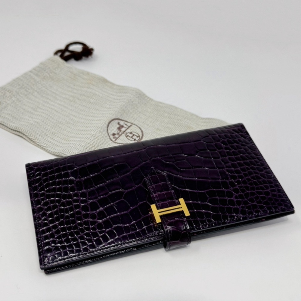 Hermes Croc Bearn Wallet